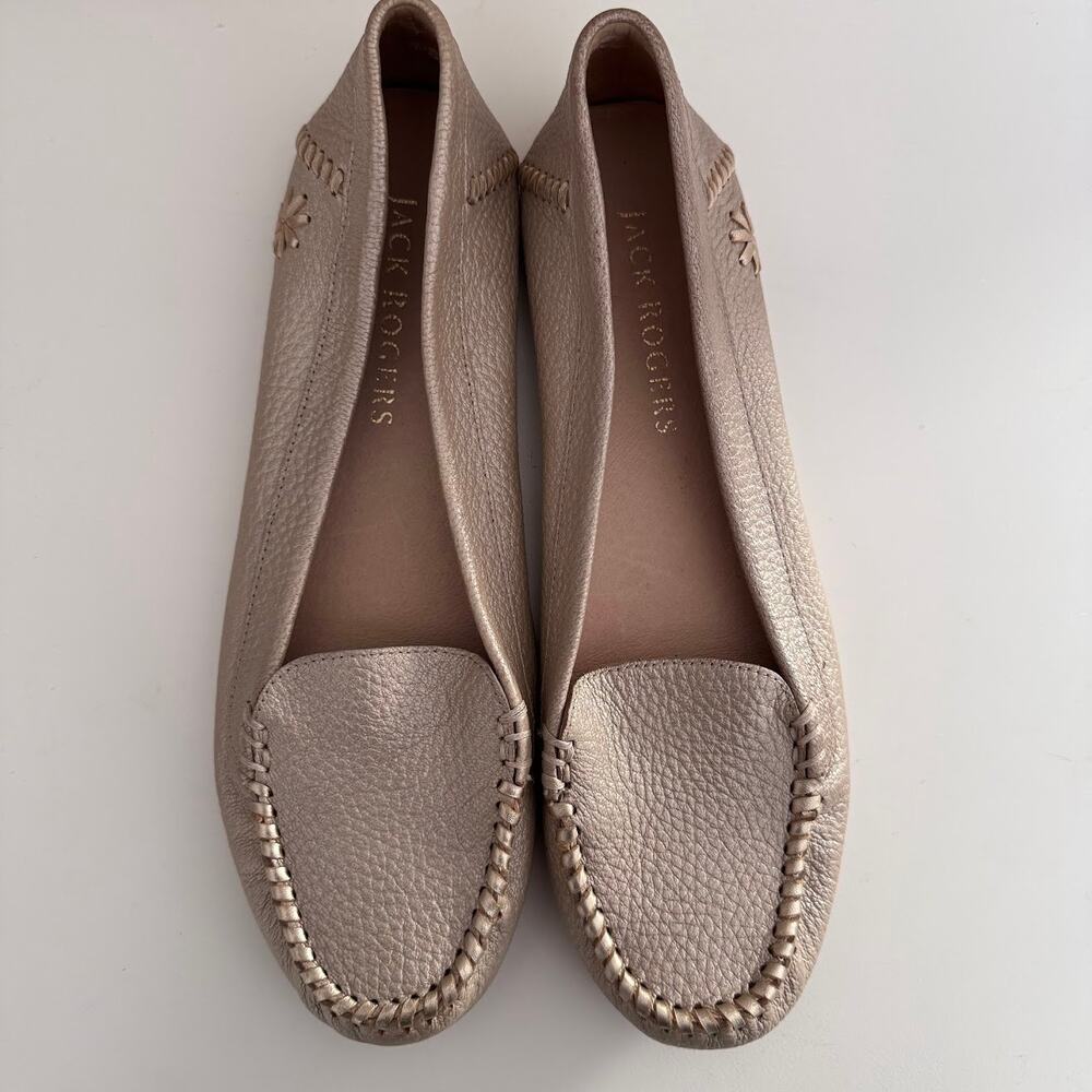 Jack Rogers Women's Mllie Moccasins Platinum Leather Loafers Size 9.5 - Picture 2 of 8
